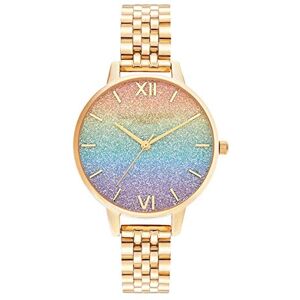 Olivia Burton Analogue Quartz Watch for Women Rainbow Collection with Gold Colored Stainless Steel Bracelet OB16RB23 Olivia Burton Analogue Quartz Watch for Women Rainbow Collection with Gold Colored Stainless Steel Bracelet OB16RB23
