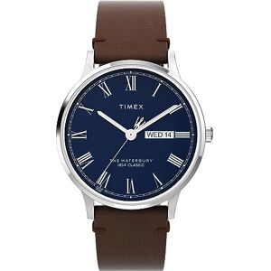 Timex Men's Waterbury 40 mm Watch Brown Leather Two-Piece Quick Release Strap Blue Dial Stainless Steel Case TW2W14900 Timex Men's Waterbury 40 mm Watch Brown Leather Two-Piece Quick Release Strap Blue Dial Stainless Steel Case TW2W14900