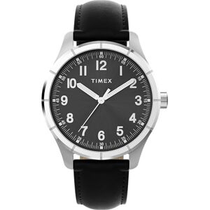 Timex Men's Main Street 42 mm Watch Black Leather Strap with Black Dial and Silver-Tone Case TW2Y16100 Timex Men's Main Street 42 mm Watch Black Leather Strap with Black Dial and Silver-Tone Case TW2Y16100