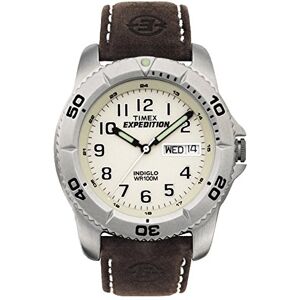 Timex Expedition Men's Quartz Strap Watch with Yellow Dial Analogue Display and Brown Leather Timex Expedition Men's Quartz Strap Watch with Yellow Dial Analogue Display and Brown Leather