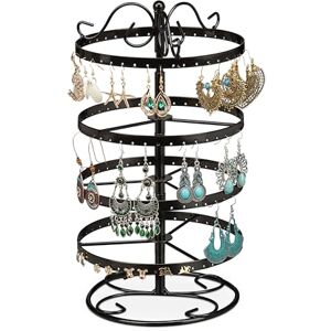 Relaxdays Earring Holder, Jewellery, 168 Slots, Rotating, Dimensions: H x D: 30 x 16,5 cm, Iron, Black Relaxdays Earring Holder, Jewellery, 168 Slots, Rotating, Dimensions: H x D: 30 x 16,5 cm, Iron, Black