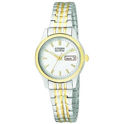 Citizen Women's Bracelet Watch, White, 25MM, EW3154-90A Eco-Drive Solar Powered, Mineral Crystal, Two Tone Stainless Steel Expandable Bracelet Citizen Women's Bracelet Watch, White, 25MM, EW3154-90A Eco-Drive Solar Powered, Mineral Crystal, Two Tone Stainless Steel Expandable Bracelet