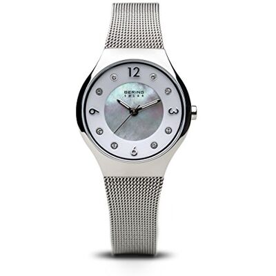 BERING Women's Solar Watch, 27 mm Stainless-Steel Case and Mother-of-Pearl Dial, Milanese Strap, Sapphire Crystal, 5 ATM, 14427 BERING Women's Solar Watch, 27 mm Stainless-Steel Case and Mother-of-Pearl Dial, Milanese Strap, Sapphire Crystal, 5 ATM, 14427
