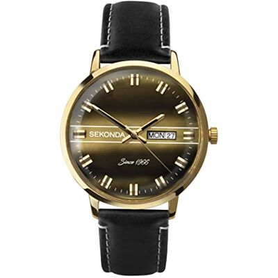 Sekonda 1974 Mens Analogue Watch 38mm Gold Leather Strap Sekonda 1974 Mens Analogue Watch 38mm Gold Leather Strap