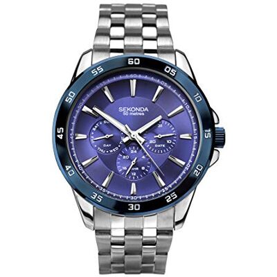 Sekonda Force Mens Analogue Watch 42mm Silver Stainless Steel Bracelet Sekonda Force Mens Analogue Watch 42mm Silver Stainless Steel Bracelet
