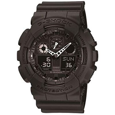 Casio Gents 55.00mm Quartz Watch with LCD Analogue Digital dial and Black Rubber Strap Strap GA-100-1A1ER Casio Gents 55.00mm Quartz Watch with LCD Analogue Digital dial and Black Rubber Strap Strap GA-100-1A1ER