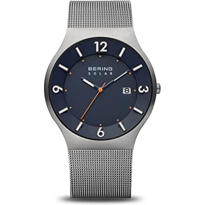 BERING Men's Solar Watch, 40 mm Stainless-Steel Case and Dial, Milanese Strap, Sapphire Crystal, 5 ATM, 14440 BERING Men's Solar Watch, 40 mm Stainless-Steel Case and Dial, Milanese Strap, Sapphire Crystal, 5 ATM, 14440
