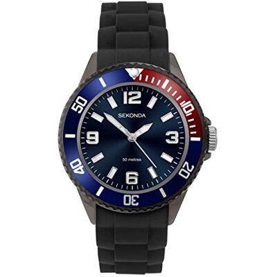 Sekonda Outback Mens Analogue Watch 35mm Black Silicone Strap Sekonda Outback Mens Analogue Watch 35mm Black Silicone Strap