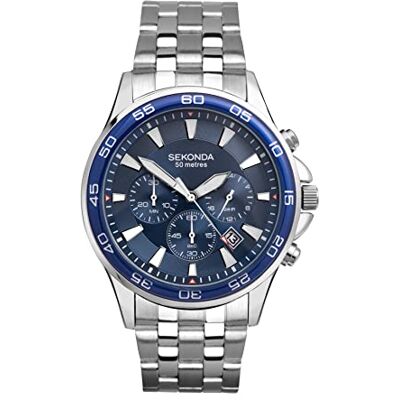 Sekonda Jenson Mens Analogue Watch 44mm Silver Stainless Steel Bracelet Sekonda Jenson Mens Analogue Watch 44mm Silver Stainless Steel Bracelet