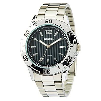 Sekonda Caspian Mens Analogue Watch 42mm dial Silver Stainless Steel Sekonda Caspian Mens Analogue Watch 42mm dial Silver Stainless Steel