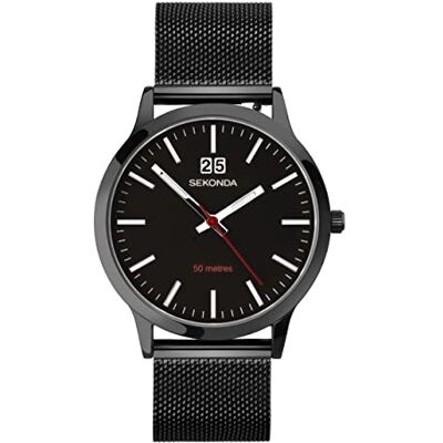 Sekonda Nordic Mens Analogue Watch 40mm Black Stainless Steel Mesh Sekonda Nordic Mens Analogue Watch 40mm Black Stainless Steel Mesh