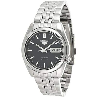 Seiko 5 Men's Black Dial Stainless Steel Band Automatic Watch SNK357K1, Stainless_Steel, Classic, Stainless_Steel, Classic Seiko 5 Men's Black Dial Stainless Steel Band Automatic Watch SNK357K1, Stainless_Steel, Classic, Stainless_Steel, Classic
