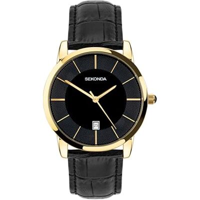 Sekonda Murphy Mens Analogue Watch 39mm Gold Leather Upper Strap Sekonda Murphy Mens Analogue Watch 39mm Gold Leather Upper Strap