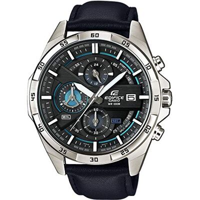Casio Mens Quartz Watch, Chronograph Display and Leather Strap EFR-556L-1AVUEF,Black Casio Mens Quartz Watch, Chronograph Display and Leather Strap EFR-556L-1AVUEF,Black