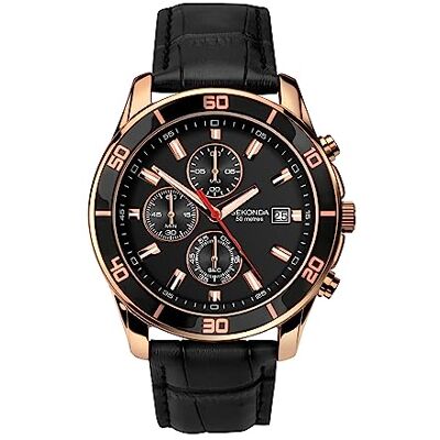 Sekonda Midnight Mens Watch – 44mm Chronograph Watch for Men with Black Dial, Date Display and Leather Strap – 50m Water Resistant – 2 Year Warranty Sekonda Midnight Mens Watch – 44mm Chronograph Watch for Men with Black Dial, Date Display and Leather Strap – 50m Water Resistant – 2 Year Warranty