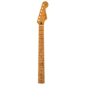 Fender Satin Roasted Maple Stratocaster Neck, 22 Jumbo Frets, 12", Maple, Flat Oval Shape Fender Satin Roasted Maple Stratocaster Neck, 22 Jumbo Frets, 12", Maple, Flat Oval Shape