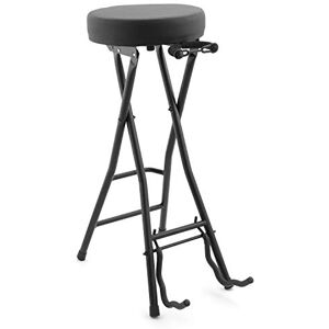Tiger GST99-BK2 Guitar Stool with Stand Foldable Seat with Built in Guitar Stand and Footrest for Acoustic, Electric, Bass Tiger GST99-BK2 Guitar Stool with Stand Foldable Seat with Built in Guitar Stand and Footrest for Acoustic, Electric, Bass