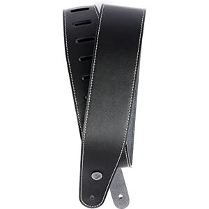 Waves D'Addario Classic Leather Adjustable Guitar Strap, Contrast Stitch Black Waves D'Addario Classic Leather Adjustable Guitar Strap, Contrast Stitch Black
