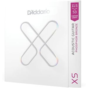 D'Addario Acoustic Guitar Strings, XS Phosphor Bronze Coated, XSAPB11552, Custom Light Plus Gauge 11.5-53, 6-String Set, Pack of 1 D'Addario Acoustic Guitar Strings, XS Phosphor Bronze Coated, XSAPB11552, Custom Light Plus Gauge 11.5-53, 6-String Set, Pack of 1