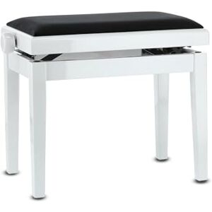 Gewa Piano Bench Deluxe, Solid Wood, Height Adjustable, High Gloss White Gewa Piano Bench Deluxe, Solid Wood, Height Adjustable, High Gloss White