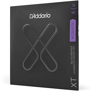 D'Addario Guitar Strings XT 80/20 Bronze Coated Acoustic Guitar Strings XTABR1152 Extended String Life with Natural Tone & Feel For 6 String Guitars 11-52 Custom Light D'Addario Guitar Strings XT 80/20 Bronze Coated Acoustic Guitar Strings XTABR1152 Extended String Life with Natural Tone & Feel For 6 String Guitars 11-52 Custom Light