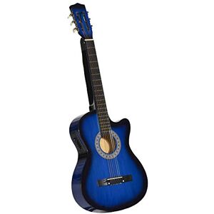 HOMCOM 38 Inch Full Size Acoustic Electric Guitar, Classical Beginner Junior Adult Guitar Gloss Finish with Carrying Case, Strap, Picks, Spare Strings Blue HOMCOM 38 Inch Full Size Acoustic Electric Guitar, Classical Beginner Junior Adult Guitar Gloss Finish with Carrying Case, Strap, Picks, Spare Strings Blue