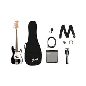 Fender Squier by Debut Collection Precision Bass Electric Guitar Pack. Includes Rumble 15 Amp, Gig Bag, Strap, Cable, Picks, Tuner, Stand, Extra Strings + 3 month Subscription to Play Fender Squier by Debut Collection Precision Bass Electric Guitar Pack. Includes Rumble 15 Amp, Gig Bag, Strap, Cable, Picks, Tuner, Stand, Extra Strings + 3 month Subscription to Play