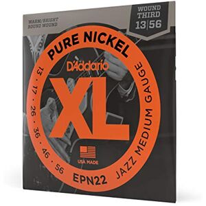 D'Addario Guitar Strings XL Pure Nickel Electric Guitar Strings Round Wound Warm, Bright, Vintage Sound EPN22 Jazz Medium, 13-56 D'Addario Guitar Strings XL Pure Nickel Electric Guitar Strings Round Wound Warm, Bright, Vintage Sound EPN22 Jazz Medium, 13-56