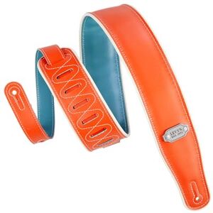 Levy's Leathers 2.75" Guitar Strap Reversible Vinyl Design Orange, Teal, and Cream (M26VCP-ORG_TEL Levy's Leathers 2.75" Guitar Strap Reversible Vinyl Design Orange, Teal, and Cream (M26VCP-ORG_TEL