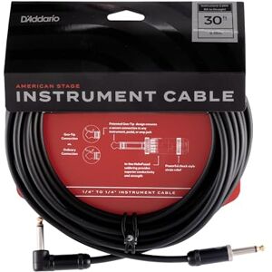 D'Addario Guitar Cable Guitar Lead 1/4 Inch Male to 1/4 Inch Male American Stage Instrument Cable Straight to Right Angle, 30ft D'Addario Guitar Cable Guitar Lead 1/4 Inch Male to 1/4 Inch Male American Stage Instrument Cable Straight to Right Angle, 30ft