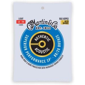 MARTIN MA140PK3 Authentic Acoustic SP 80/20 Bronze 3 Pack Light ( 12-54 ) MARTIN MA140PK3 Authentic Acoustic SP 80/20 Bronze 3 Pack Light ( 12-54 )