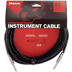 D'Addario D’Addario Accessories Custom Series Braided Guitar Cable Instrument Cable with Nickel Plated ¼ Inch Ends Protects Guitar Cord Against Cuts, Kinking 20 feet Black D'Addario D’Addario Accessories Custom Series Braided Guitar Cable Instrument Cable with Nickel Plated ¼ Inch Ends Protects Guitar Cord Against Cuts, Kinking 20 feet Black