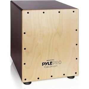 Pyle Full Size Cajon Drum Box, Acoustic Wooden Percussion Beat Box Instrument with Birchwood Playing Surface, Internal Guitar Strings for Deep Bass Sound, Portable Jam Cajon for Musicians Pyle Full Size Cajon Drum Box, Acoustic Wooden Percussion Beat Box Instrument with Birchwood Playing Surface, Internal Guitar Strings for Deep Bass Sound, Portable Jam Cajon for Musicians