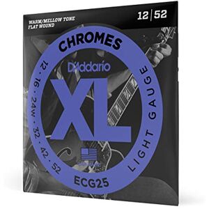 D'Addario Guitar Strings XL Chromes Electric Guitar Strings Flat Wound Polished for Ultra-Smooth Feel and Warm, Mellow Tone ECG25 Light, 12-52, 1-Pack D'Addario Guitar Strings XL Chromes Electric Guitar Strings Flat Wound Polished for Ultra-Smooth Feel and Warm, Mellow Tone ECG25 Light, 12-52, 1-Pack