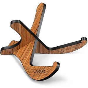 CAHAYA Foldable Guitar Stand Wooden 14mm Thick Guitar Stand Floor with PU Cover All Over Compatible with Acoustic Guitar, Electric Guitar, Electric Bass, Ukulele CAHAYA Foldable Guitar Stand Wooden 14mm Thick Guitar Stand Floor with PU Cover All Over Compatible with Acoustic Guitar, Electric Guitar, Electric Bass, Ukulele