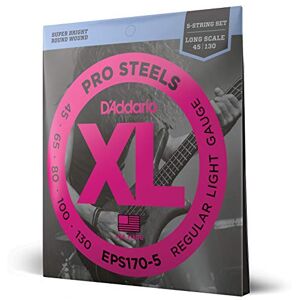 D'Addario XL ProSteels Bass Guitar Strings EPS170-5 5 String Long Scale Regular Light, 45-130 D'Addario XL ProSteels Bass Guitar Strings EPS170-5 5 String Long Scale Regular Light, 45-130