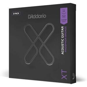 D'Addario Guitar Strings XT Phosphor Bronze Coated Acoustic Guitar Strings XTAPB1152 Extended String Life with Natural Tone & Feel For 6 String Guitars 11-52 Custom Light, 3 Pack D'Addario Guitar Strings XT Phosphor Bronze Coated Acoustic Guitar Strings XTAPB1152 Extended String Life with Natural Tone & Feel For 6 String Guitars 11-52 Custom Light, 3 Pack
