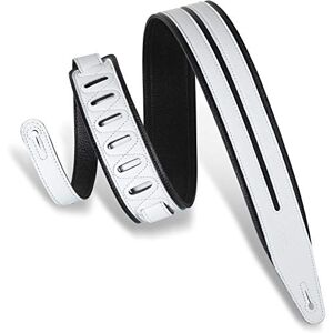 Levy's Leathers 2.5" Garment Leather Guitar Strap Double Racing Stripe Design; White and Black (MG317DRS-BLK_WHT) Levy's Leathers 2.5" Garment Leather Guitar Strap Double Racing Stripe Design; White and Black (MG317DRS-BLK_WHT)
