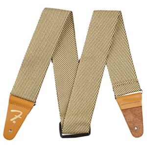 Fender Vintage Tweed Guitar Strap, Adjustable 44-49.5 Inch, Classic Yellow Tweed, Gold “F” Logo, Reinforced Leather Ends, Iconic Style and Comfort, One Size Fender Vintage Tweed Guitar Strap, Adjustable 44-49.5 Inch, Classic Yellow Tweed, Gold “F” Logo, Reinforced Leather Ends, Iconic Style and Comfort, One Size