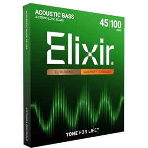 Elixir Strings 80/20 Bronze Acoustic 4-String Bass Strings w NANOWEB Coating, Long Scale, Light (.045-.100) Elixir Strings 80/20 Bronze Acoustic 4-String Bass Strings w NANOWEB Coating, Long Scale, Light (.045-.100)