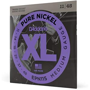 D'Addario Guitar Strings XL Pure Nickel Electric Guitar Strings Round Wound Warm, Bright, Vintage Sound EPN115 Blues/Jazz Rock, 11-48 D'Addario Guitar Strings XL Pure Nickel Electric Guitar Strings Round Wound Warm, Bright, Vintage Sound EPN115 Blues/Jazz Rock, 11-48