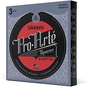 D'Addario Guitar Strings Pro-Arte Classical Guitar Strings EJ45TT-3D Dynacore Silver Plated Wrap, Composite Dynacore, Titanium Nylon Trebles Normal Tension, 3-Pack D'Addario Guitar Strings Pro-Arte Classical Guitar Strings EJ45TT-3D Dynacore Silver Plated Wrap, Composite Dynacore, Titanium Nylon Trebles Normal Tension, 3-Pack