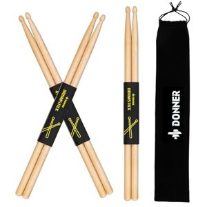 Donner Drum Sticks 5A Classic Maple Wood 3 Pair with Carrying Bag Donner Drum Sticks 5A Classic Maple Wood 3 Pair with Carrying Bag