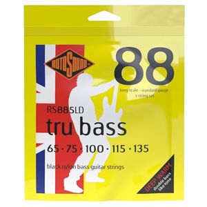 Rotosound RS885LD Black Nylon Standard Gauge Flatwound Bass Strings (65-135), White Black Red Blue, Small Medium Large X-Large 2X-Large Rotosound RS885LD Black Nylon Standard Gauge Flatwound Bass Strings (65-135), White Black Red Blue, Small Medium Large X-Large 2X-Large