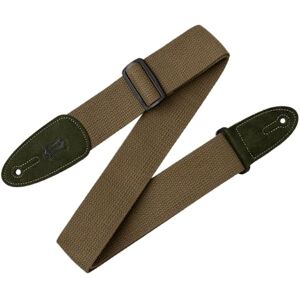 Levy's 2 inch Cotton with Leather Ends Green Levy's 2 inch Cotton with Leather Ends Green