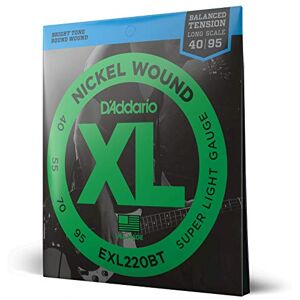 D'Addario EXL220BT 40-95 Balanced Tension Super Light Nickel Wound Bass Guitar Strings D'Addario EXL220BT 40-95 Balanced Tension Super Light Nickel Wound Bass Guitar Strings