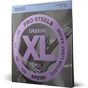 D'Addario XL ProSteels Bass Guitar Strings EPS190 Long Scale Custom Light, 40-100 D'Addario XL ProSteels Bass Guitar Strings EPS190 Long Scale Custom Light, 40-100