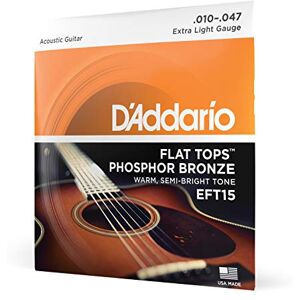 D'Addario Guitar Strings Acoustic Guitar Strings Flat Tops Phosphor Bronze For 6 String Guitar Warm, Semi-Bright Tone EFT15 Extra Light, 10-47 D'Addario Guitar Strings Acoustic Guitar Strings Flat Tops Phosphor Bronze For 6 String Guitar Warm, Semi-Bright Tone EFT15 Extra Light, 10-47