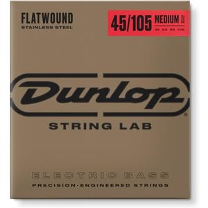 Dunlop Stainless Steel Flatwound Bass Strings Medium Scale 45-105 Dunlop Stainless Steel Flatwound Bass Strings Medium Scale 45-105
