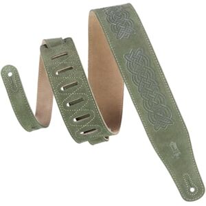 Levy's Leathers 2.5" Suede Leather Guitar Strap Celtic Knot Emboss Design; Green MS26CK-GRN Levy's Leathers 2.5" Suede Leather Guitar Strap Celtic Knot Emboss Design; Green MS26CK-GRN